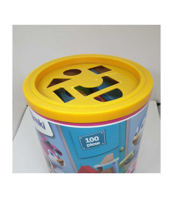 Set 100 cuburi din lemn pentru copii