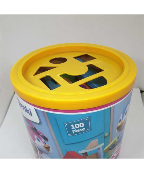 Set 100 cuburi din lemn pentru copii