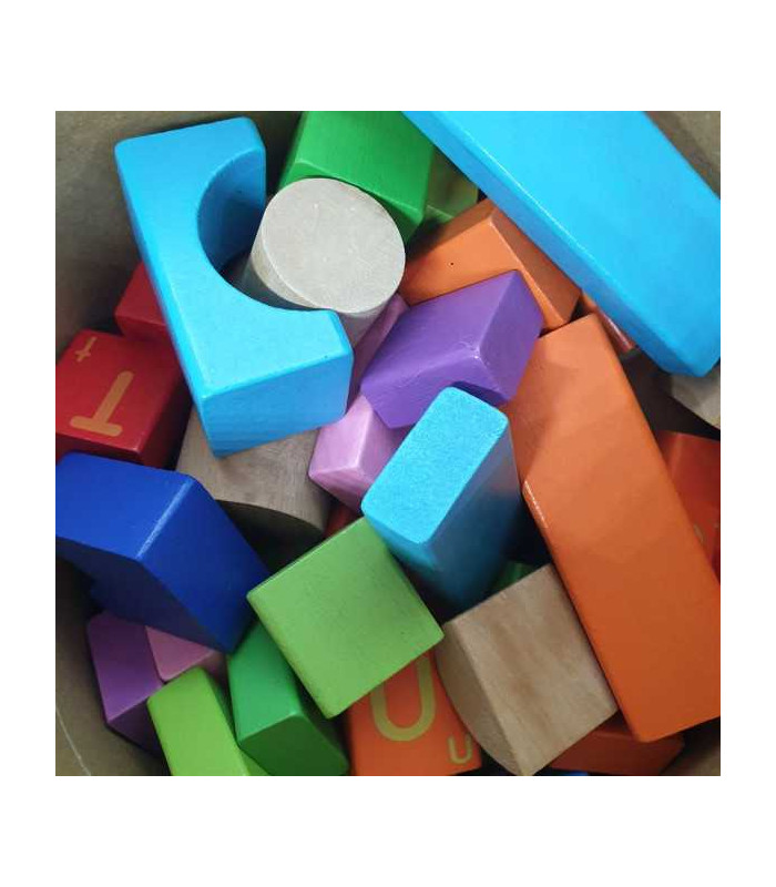 Set 100 cuburi din lemn pentru copii