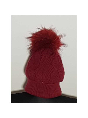 Caciula de iarna tricotata model cu ciucure pufos 2