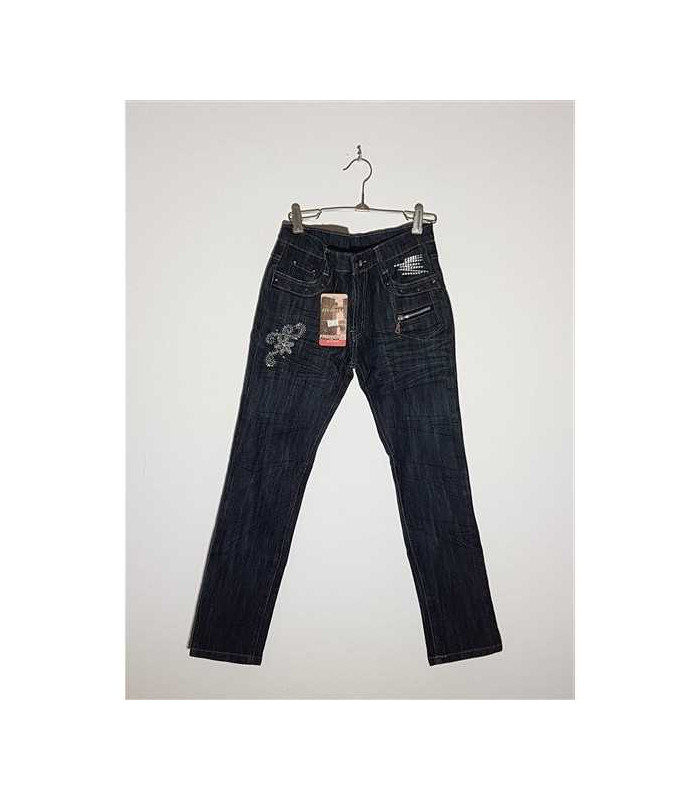 Pantaloni de blugi pentru copii accesorizati cu strasuri