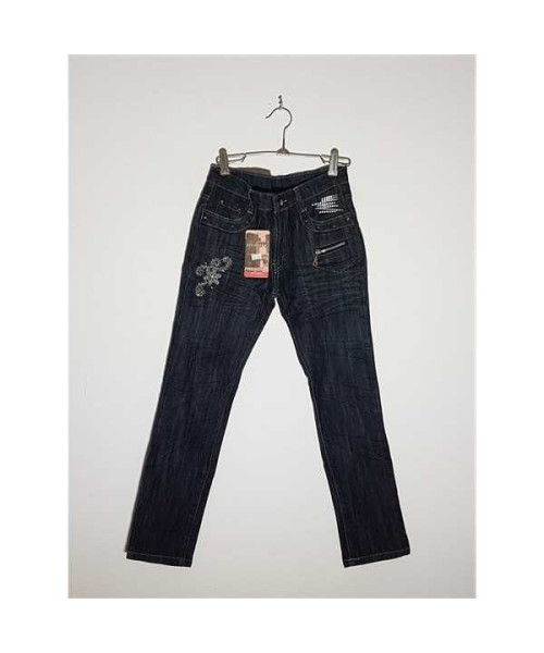 Pantaloni de blugi pentru copii accesorizati cu strasuri