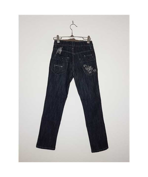 Pantaloni de blugi pentru copii accesorizati cu strasuri