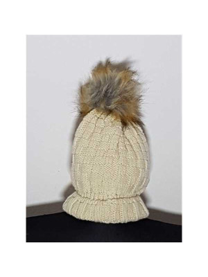 Caciula de iarna tricotata cu ciucure pufos JANINA 2