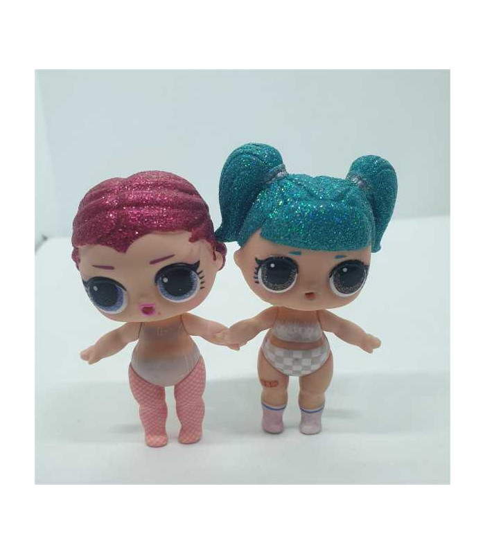 Set doua mini papusele cu par sclipitor