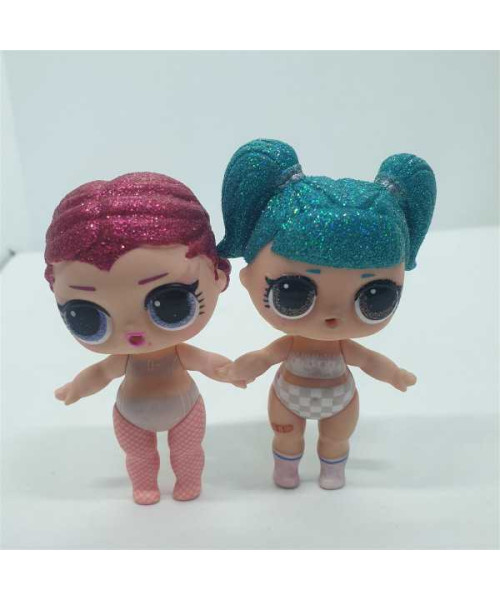 Set doua mini papusele cu par sclipitor