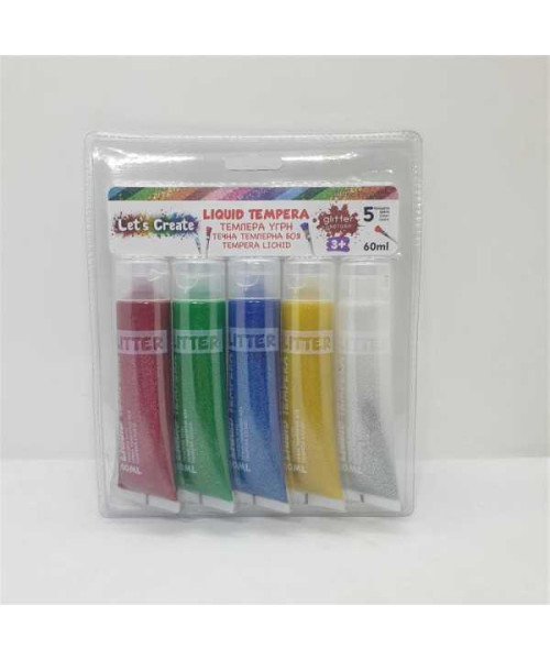 Set Tempera Lichida 60ml cu Glitter - 5buc