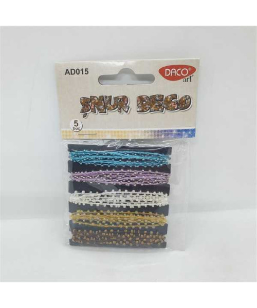 Set 5 culori snur decorativ cu margelute