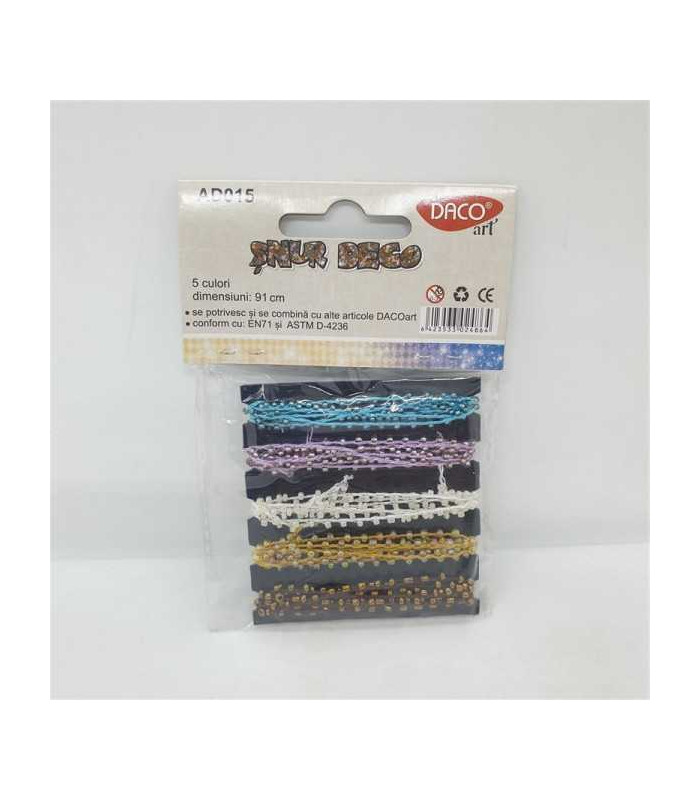 Set 5 culori snur decorativ cu margelute