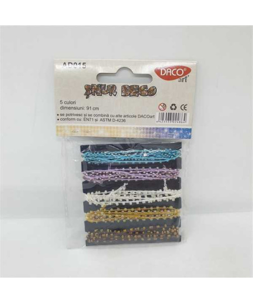 Set 5 culori snur decorativ cu margelute