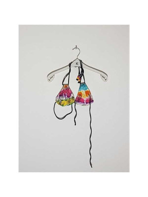 Costum de baie din 2 piese model cu print multicolor