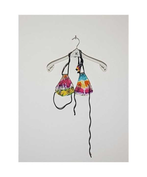 Costum de baie din 2 piese model cu print multicolor