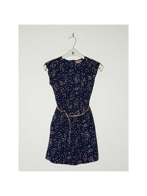 Rochita cu cordon in talie model cu print colorat Lisa Rose