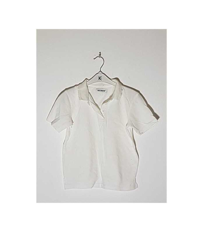 Tricou alb pentru fetite model cu nasturi la piept MORANI