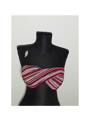 Costum de baie din 2 piese model cu dungi multicolore