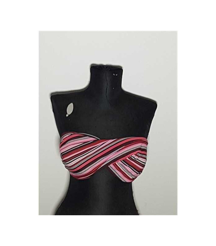 Costum de baie din 2 piese model cu dungi multicolore