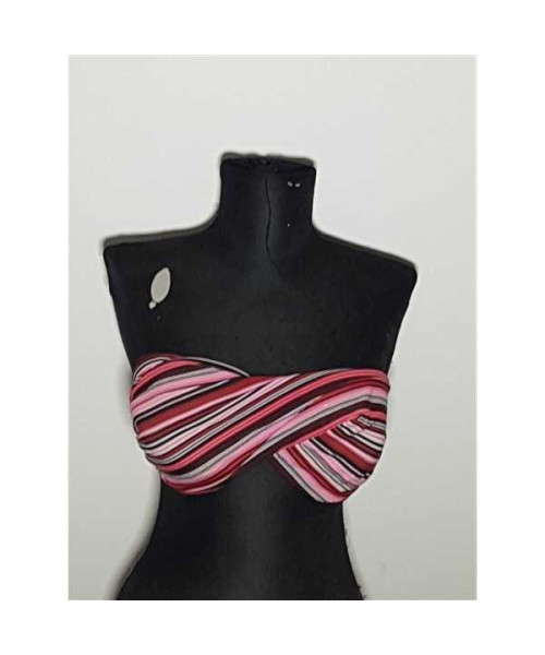 Costum de baie din 2 piese model cu dungi multicolore