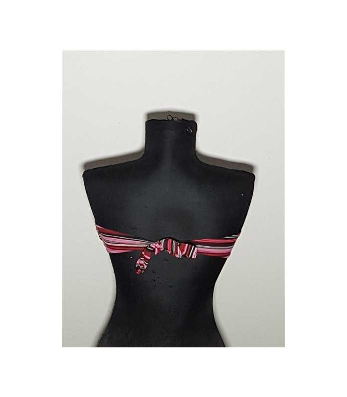 Costum de baie din 2 piese model cu dungi multicolore