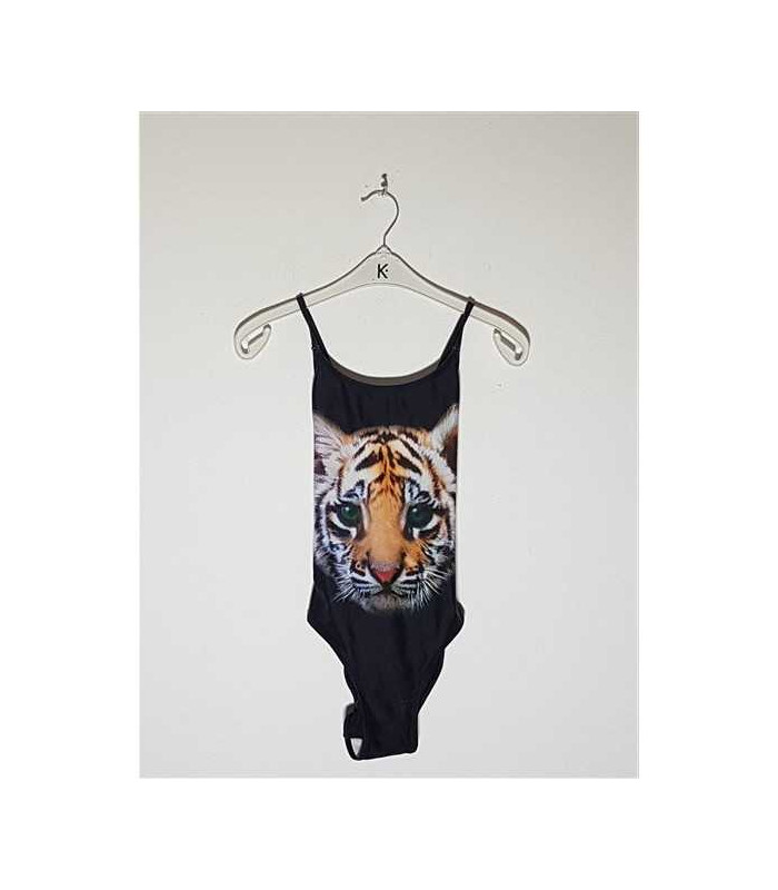 Costum de baie intreg cu imprimeu cap de tigru
