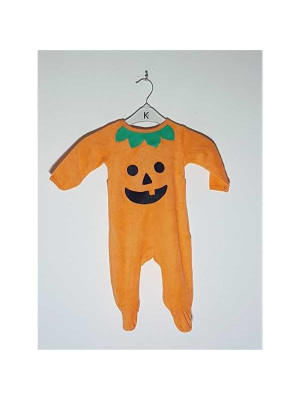 Salopeta cu botosi pentru bebelusi model Halloween dovleac