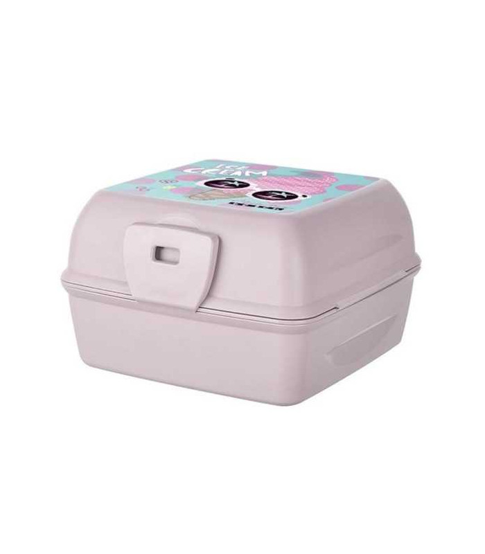 Cutie de pranz mov cu dublu spatiu de depozitare si model cu inghetata