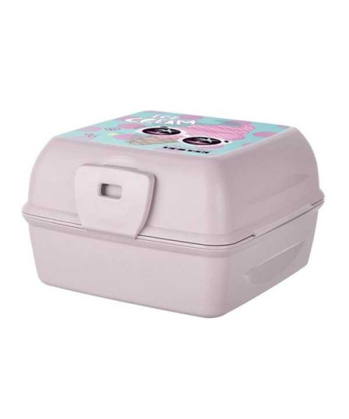 Cutie de pranz mov cu dublu spatiu de depozitare si model cu inghetata