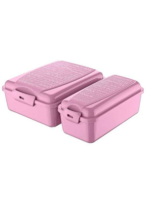 Cutie sandwich roz cu doua compartimente si tacam