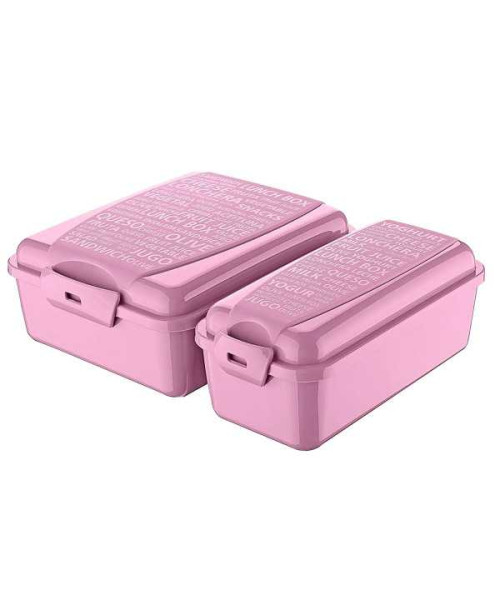 Cutie sandwich roz cu doua compartimente si tacam