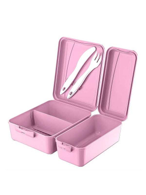 Cutie sandwich roz cu doua compartimente si tacam 2