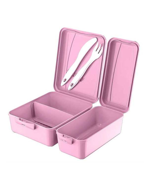 Cutie sandwich roz cu doua compartimente si tacam