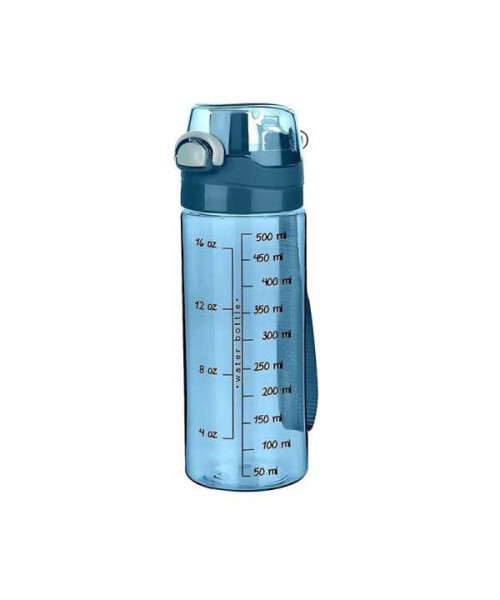 Sticla pentru apa cu buton albastra 500ml