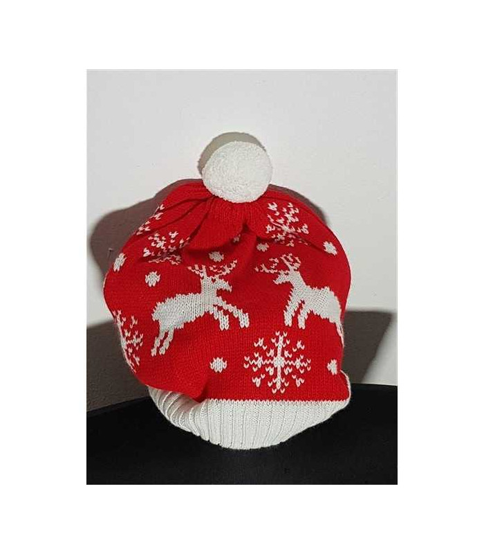 Caciula pentru copii model cu ciucure si imprimeu de iarna