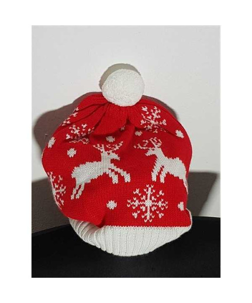 Caciula pentru copii model cu ciucure si imprimeu de iarna