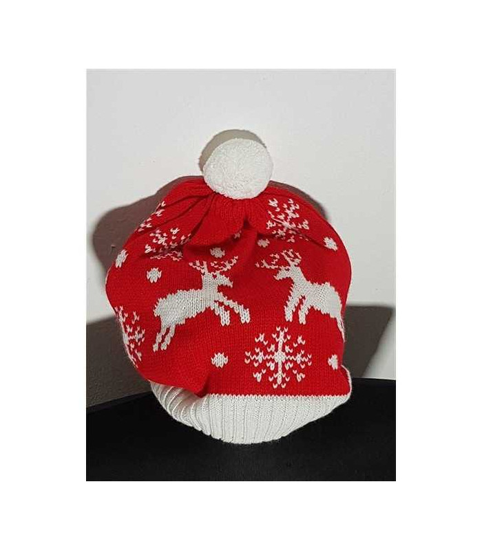 Caciula pentru copii model cu ciucure si imprimeu de iarna