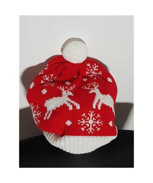 Caciula pentru copii model cu ciucure si imprimeu de iarna