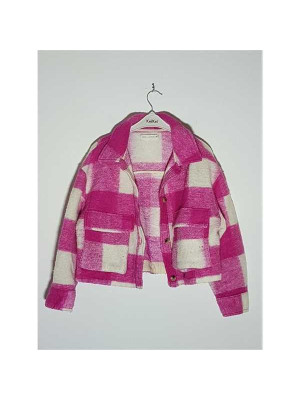 Jacheta pufoasa pentru copii cu model in carouri Zara