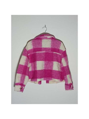 Jacheta pufoasa pentru copii cu model in carouri Zara 2