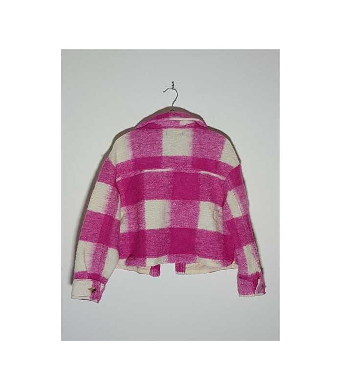 Jacheta pufoasa pentru copii cu model in carouri Zara