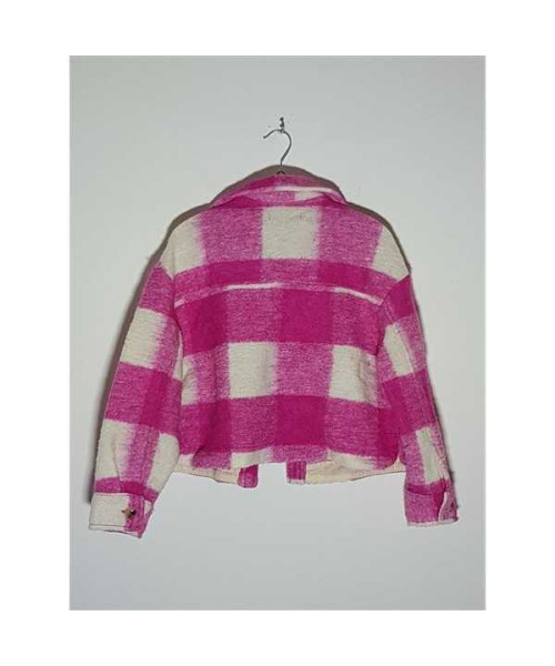 Jacheta pufoasa pentru copii cu model in carouri Zara