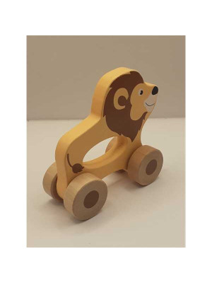 Jucarie din lemn Leu cu roti tip masinuta 2
