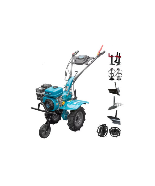 Pachet Motocultor cu Utilaje 7CP, DKD 100B cu set freze si roti cauciuc