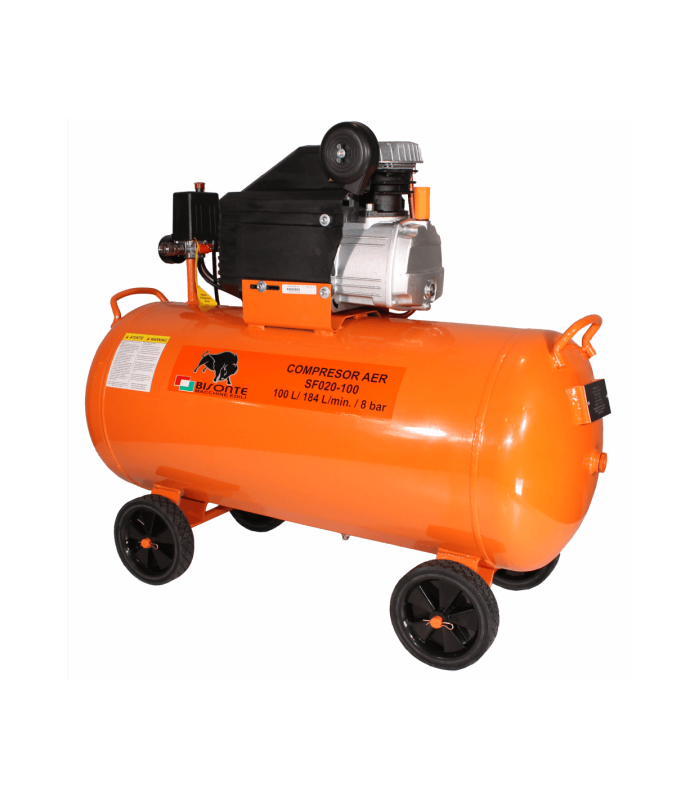 Compresor de aer cu piston BISONTE SF020-100, 8 bar, 100l